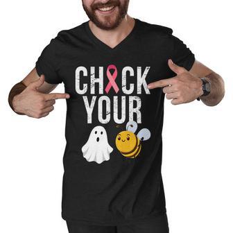 Check Your Boo Bees Breast Cancer Halloween Men V-Neck Tshirt - Monsterry AU