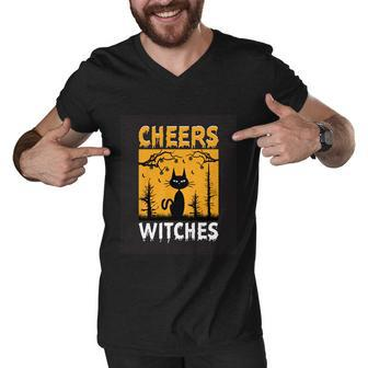 Cheers Witches Cats Halloween Quote Men V-Neck Tshirt - Monsterry AU