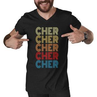 Cher Retro Vintage Style Men V-Neck Tshirt - Monsterry