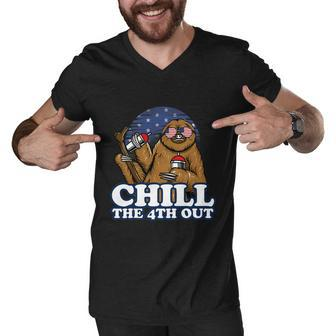Chill The 4Th Out | Patriotic Fourth Of July Sloth Graphic Design Printed Casual Daily Basic Men V-Neck Tshirt - Thegiftio UK