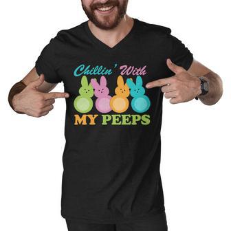 Chillin With My Peeps Easter Rabbits Men V-Neck Tshirt - Monsterry