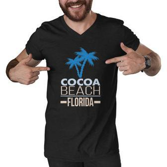 Cocoa Beach Florida Palm Tree Men V-Neck Tshirt | Mazezy