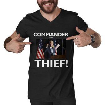 Commander And Thief Joe Biden Men V-Neck Tshirt - Monsterry DE