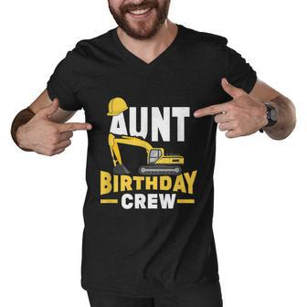 Construction Birthday Party Digger Aunt Birthday Crew Graphic Design Printed Casual Daily Basic Men V-Neck Tshirt - Thegiftio UK