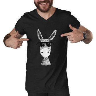 Cool Donkey With Sunglasses Cool Gift Men V-Neck Tshirt - Monsterry AU