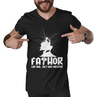 Cool Fathers Day Mighty Fathor Men V-Neck Tshirt - Monsterry AU