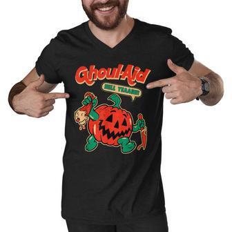 Cool Ghoul Aid Ghoul Pumpkin Cute Meme Halloween Men V-Neck Tshirt - Thegiftio UK