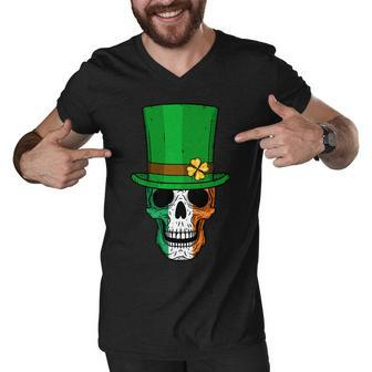 Cool St Patricks Day Irish Skull Men V-Neck Tshirt - Monsterry AU