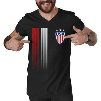 Cool Usa Soccer Jersey Stripes Men V-Neck Tshirt - Monsterry