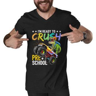 Crush Preschool Dinosaur Monster Truck Funny Teacher Men V-Neck Tshirt - Monsterry DE