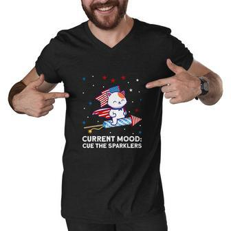 Current Mood Cue The Sparklers 4Th Of July Men V-Neck Tshirt - Monsterry UK