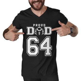 Custom Proud Football Dad Number 64 Personalized For Men Funny Gift Graphic Design Printed Casual Daily Basic Men V-Neck Tshirt - Thegiftio UK