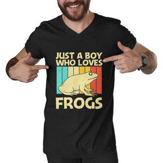 Cute Frog Design For Boys Pet Animal Lover Men V-Neck Tshirt - Monsterry CA