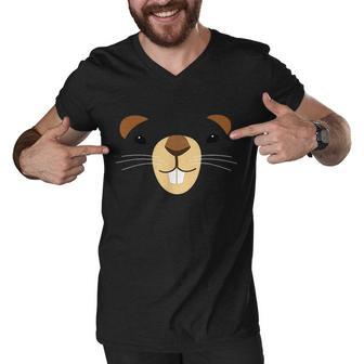 Cute Groundhog Face Men V-Neck Tshirt - Monsterry