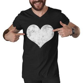 Cute Heart Valentines Day Vintage Distressed Men V-Neck Tshirt - Monsterry