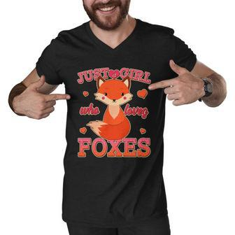 Cute Just A Girl Who Loves Foxes V2 Men V-Neck Tshirt - Monsterry