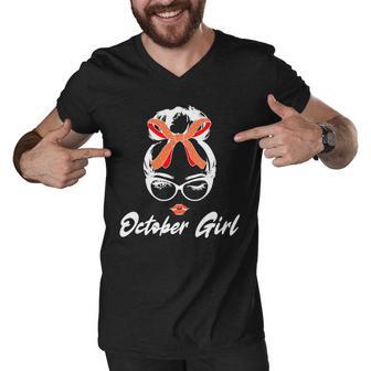 Cute October Girl Birthday Men V-Neck Tshirt - Monsterry