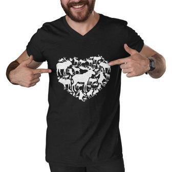 Cute Valentines Day Couple Heart Moose Animals Lover Gift Men V-Neck Tshirt - Monsterry CA