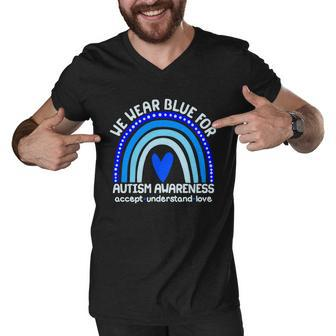 Cute We Wear Blue For Autism Awareness Accept Understand Love Tshirt Men V-Neck Tshirt - Monsterry AU