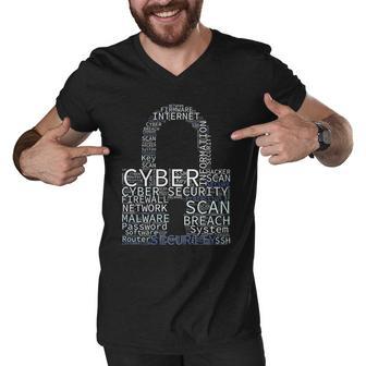 Cyber Security Wordcloud Padlock Men V-Neck Tshirt - Monsterry