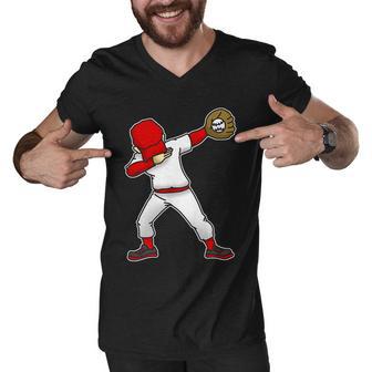 Dabbing Baseball Player Men V-Neck Tshirt - Monsterry AU