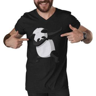 Dabbing Dab Panda Tshirt Men V-Neck Tshirt - Monsterry