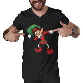 Dabbing Elf Cute Funny Christmas Tshirt Men V-Neck Tshirt - Monsterry AU