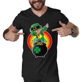 Dabbing Leprechaun Funny Irish Dab St Patricks Day Tshirt Men V-Neck Tshirt - Monsterry UK