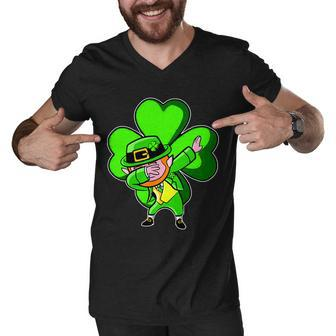 Dabbing Leprechaun St Patricks Day Clover T-Shirt Graphic Design Printed Casual Daily Basic Men V-Neck Tshirt - Thegiftio UK