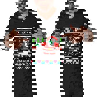 Dabbing Santa Claus Ugly Christmas Sweater Design Graphic Design Printed Casual Daily Basic Men V-Neck Tshirt - Thegiftio