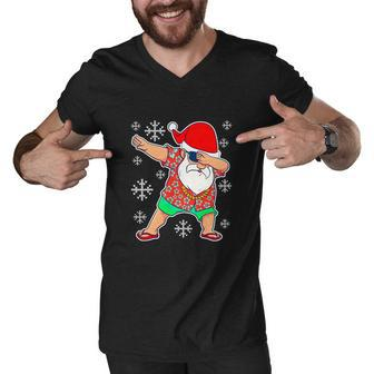 Dabbing Santa Funny Christmas In July Summer Men V-Neck Tshirt - Monsterry