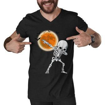 Dabbing Skeleton Dancing Funny Halloween Costume Boys Men Men V-Neck Tshirt - Seseable
