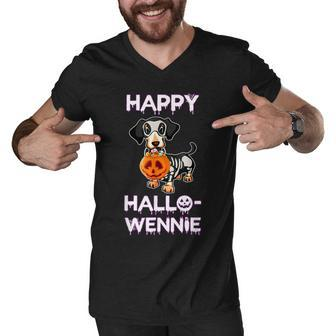 Dachshund Halloween Dog Pun Happy Hallo Weenie Cute Men V-Neck Tshirt - Thegiftio UK