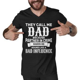 Dad Bad Influence Tshirt Men V-Neck Tshirt - Monsterry