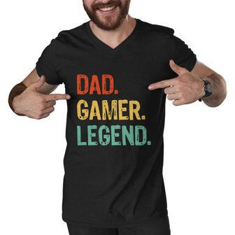 Dad Gamer Legend Funny Men Husband Gaming Man Fathers Day Gift Men V-Neck Tshirt - Thegiftio UK