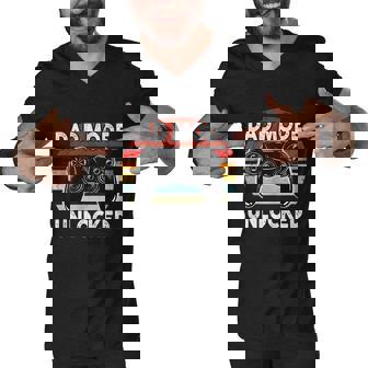Dad Mode Unlocked Gamer Player Father Mother Family Love Graphic Design Printed Casual Daily Basic Men V-Neck Tshirt - Thegiftio UK