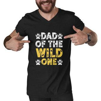 Dad Of The Wild One Funny 1St Birthday Leopard Dad Boy Men V-Neck Tshirt - Monsterry