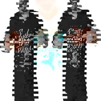 Daddy Of The Birthday Mermaid Funny Family Matching Party Men V-Neck Tshirt - Thegiftio