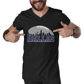 Dallas Texas Skyline City Football Fan Men V-Neck Tshirt - Monsterry