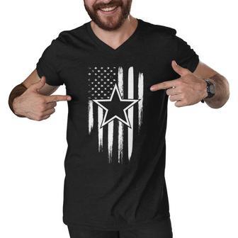 Dallas Tx Star Football Fan Distressed Us Flag Men V-Neck Tshirt - Monsterry AU