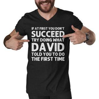 David Gift Name Personalized Birthday Funny Christmas Joke Men V-Neck Tshirt - Thegiftio UK