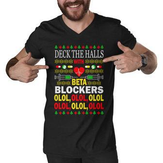Deck The Halls With Beta Blockers Olol Men V-Neck Tshirt - Monsterry UK