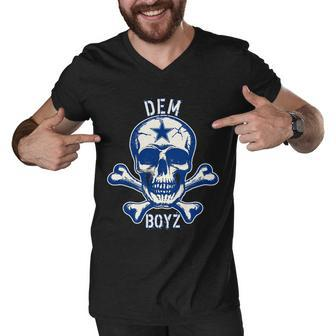 Dem Boyz Dallas Skull Crossbones Star Texas Fan Pride Men V-Neck Tshirt - Monsterry UK