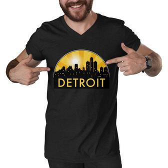 Detroit Record Logo Men V-Neck Tshirt - Monsterry UK