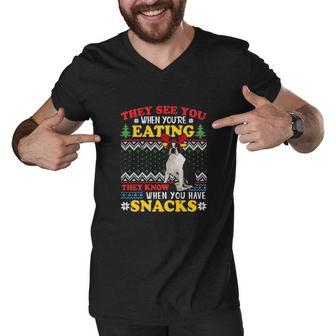 Dog Boston Terrier Ugly Xmas They See You Re Eating Paws Dogs Men V-Neck Tshirt - Thegiftio