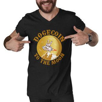 Dogecoin Vintage To The Moon Tshirt Men V-Neck Tshirt - Monsterry CA