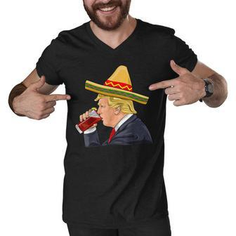 Donald Trump Drinking Michelada Cinco De Mayo Mexican Men V-Neck Tshirt - Thegiftio UK
