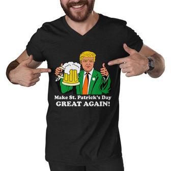 Donald Trump Make St Patricks Day Great Again Beer Drinking Men V-Neck Tshirt - Monsterry AU