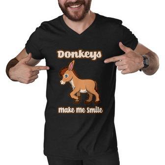 Donkeys Smile Cute Mule Cute Gift Men V-Neck Tshirt - Monsterry AU