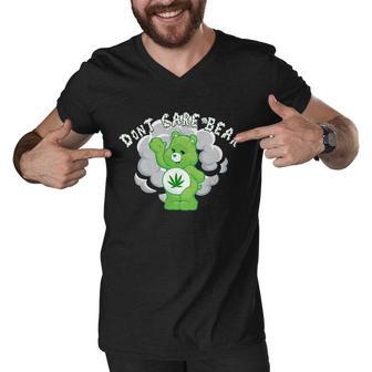 Dont Care Smoking Bear Tshirt Men V-Neck Tshirt - Monsterry AU